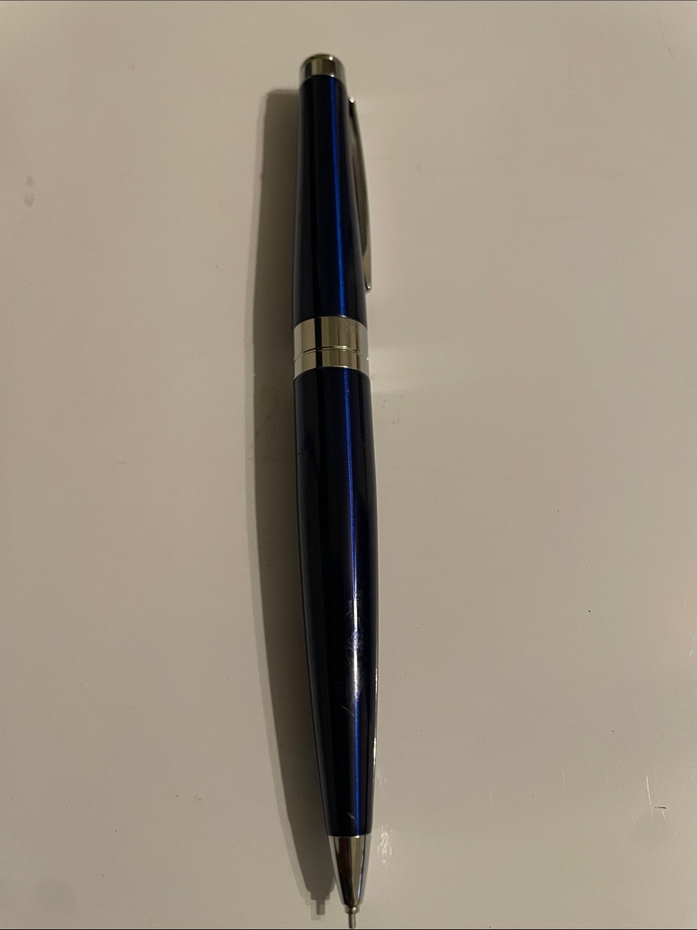 Vintage Sleek Metallic Blue Pencil with Chrome Appointments